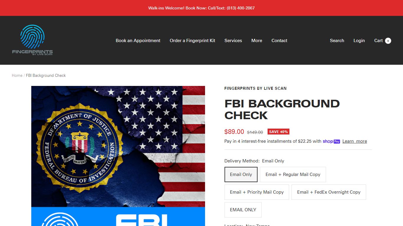 FBI Background Check - Fingerprints By Live Scan